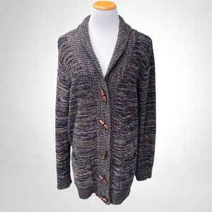 Moon Toggle-Front Marled Cardigan Long-Sleeve
